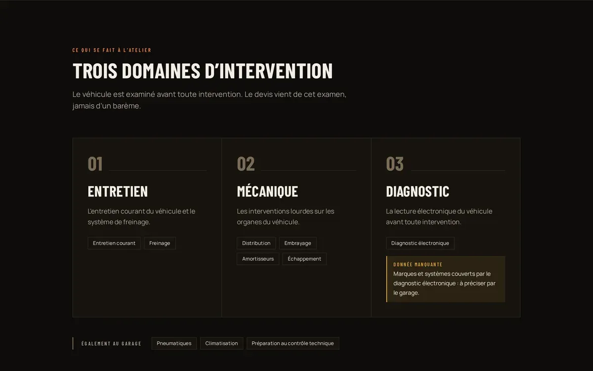 Site Garage Exemple — aperçu 2 sur 4.