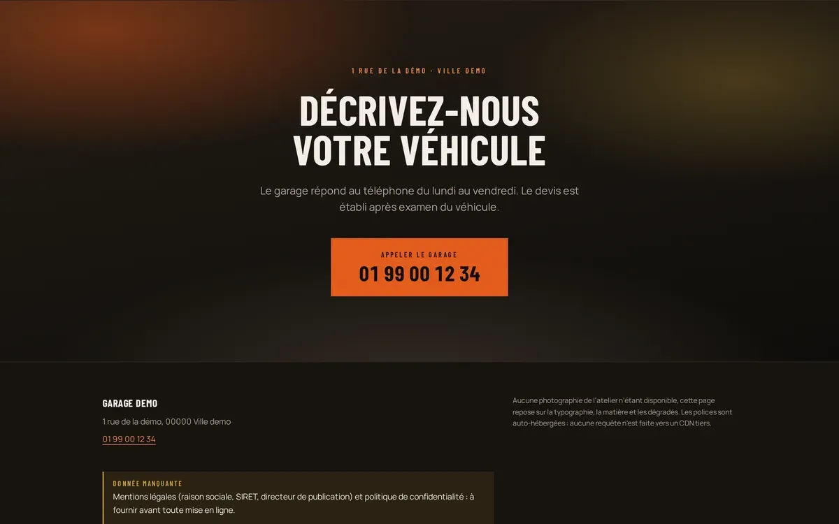 Site Garage Exemple — aperçu 4 sur 4.